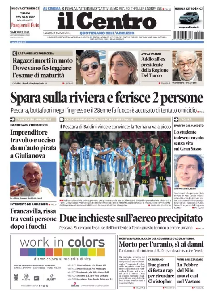 Prima-pagina-il centro-oggi-edizione-del-2024-08-24